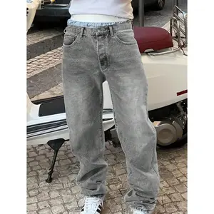 2026  Latest Men's Fashion Casual Loose Fit Light Gray Denim Jeans