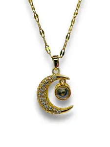 Crescent Moon 100 Language I Love You Necklace girlfriend accessory