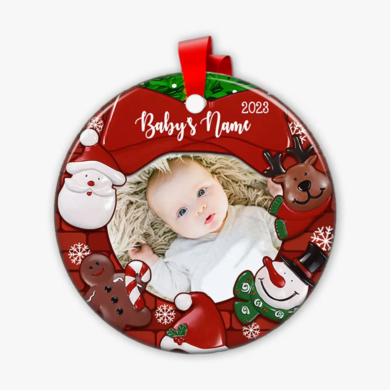 Gift For Baby Newborn My First Christmas Circle Personalized Ornament sublimation ornaments