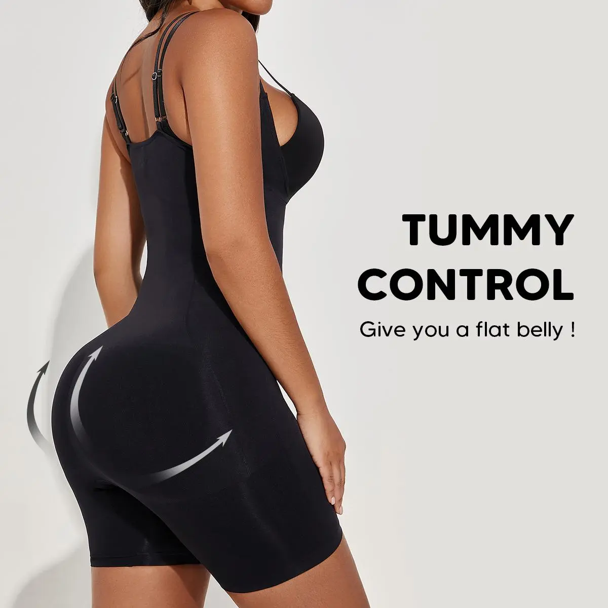 Suprenx Women's High-Waist Seamless Knitting Compression Bodysuit - Butt-Lifting, Waist-Tightening, Fitted, Tapeless, Control Shapewear Underwear with Adjustable Straps, Breathable for Casual, Office Wear, Butt-Lifting Shapewear Bodysuit, Waist-Tightening