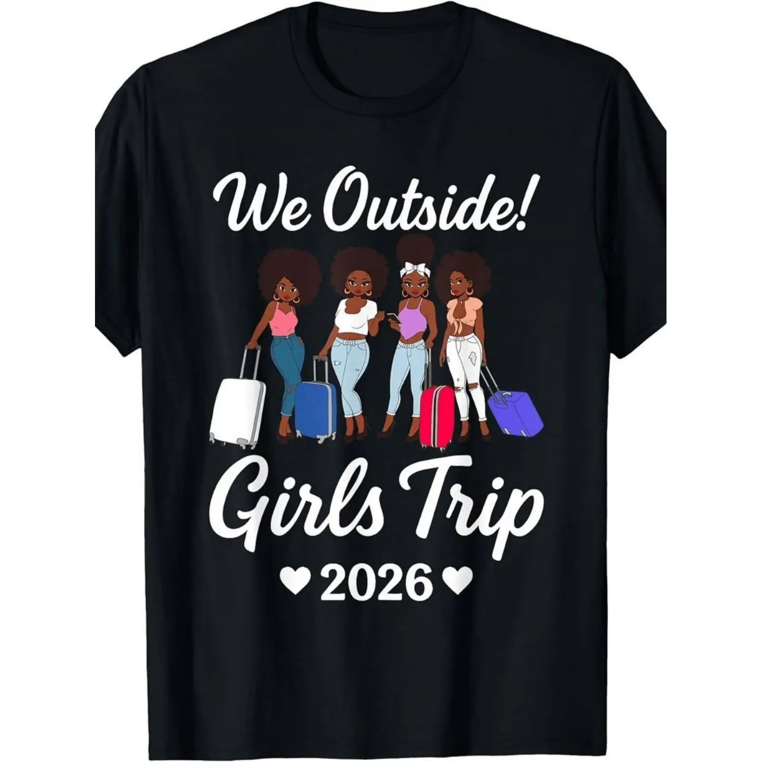 Travel 2026 Group Vacation T-Shirt Round Neck Elastic Loose Fit