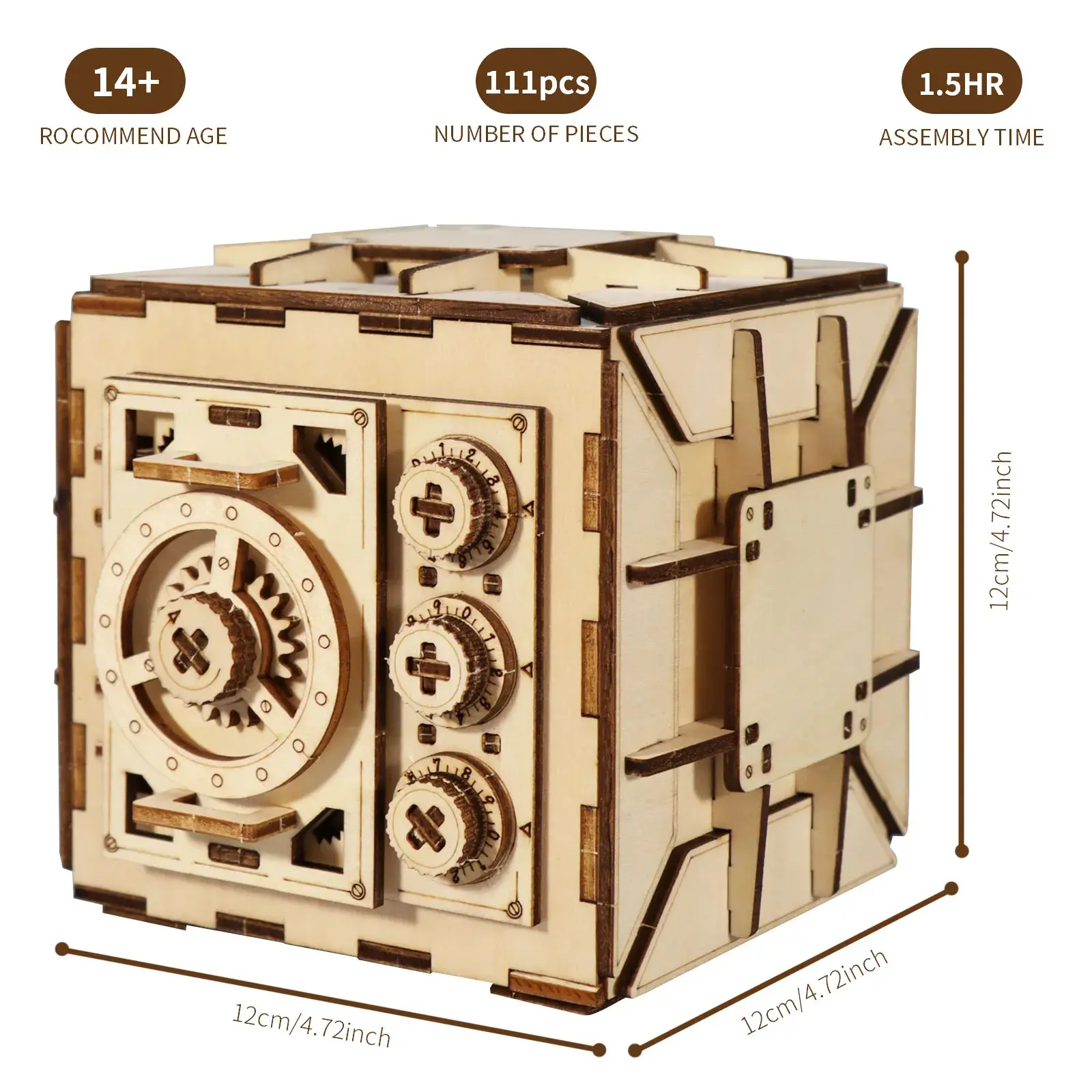 3D Wooden Puzzle DIY Locker Box with Combination Lock – Buildable Mechanical Model Kit for Adults, Perfect for Storing Precious Items
