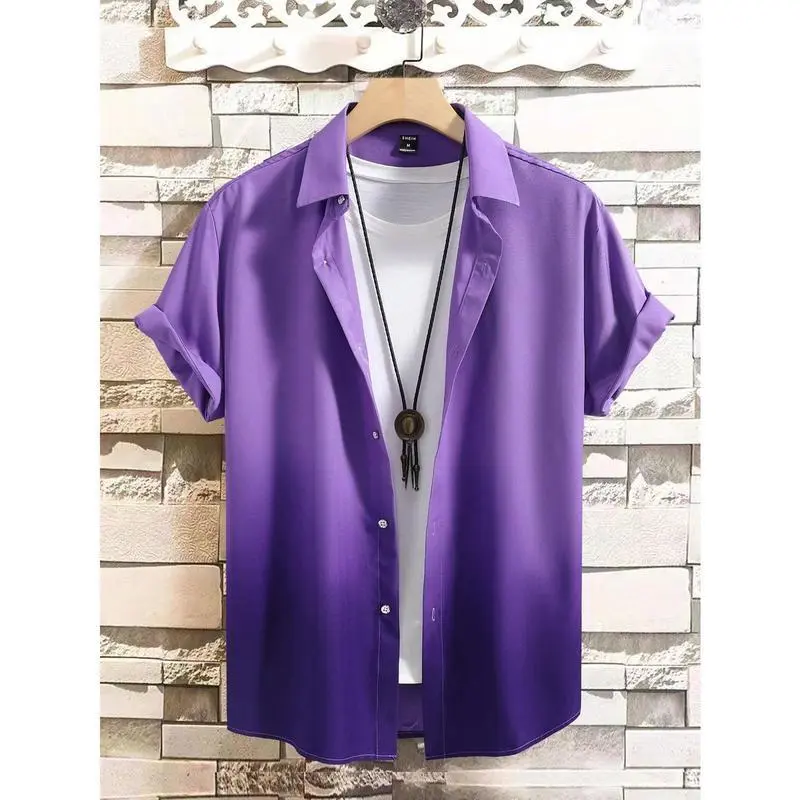 Men Ombre Button Up Shirt Without Tee Comfortable fit