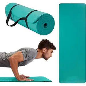 Essentials Thick 2/5" (10mm) and Thin 1/4" (6mm) Yoga & Pilates, Fitness & Exercise Mat with Easy-Cinch Carrier Strap