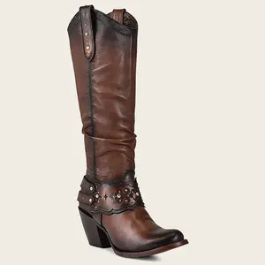 Cuadra Women's Hand-Printed Brown Leather Boot