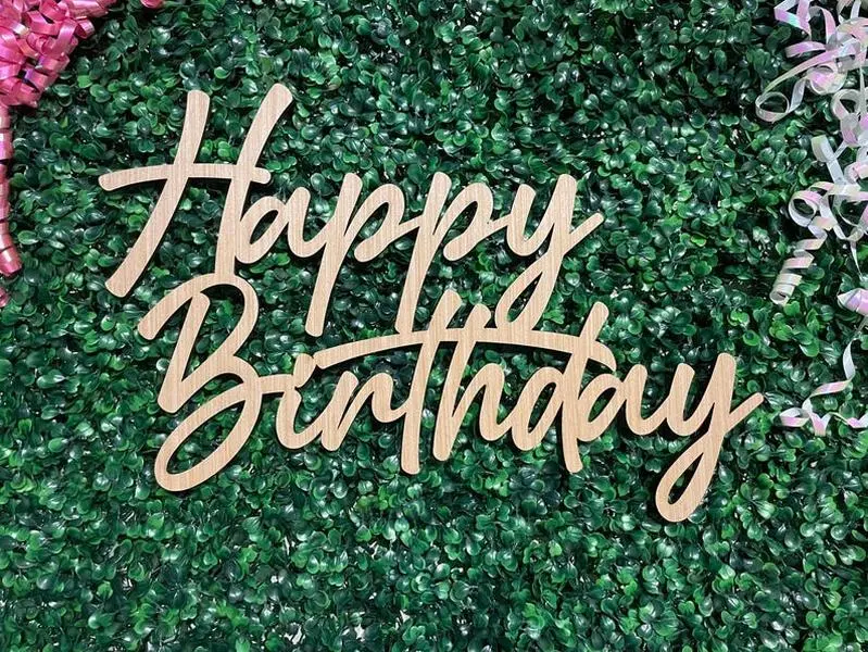Happy Birthday Sign 26-Inch Large Party Backdrop Cutout Connected Script