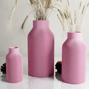 Pink Vase "BOTTLE" - Sleek Design - Original and Striking Decor - Perfect for Gifting | Textured