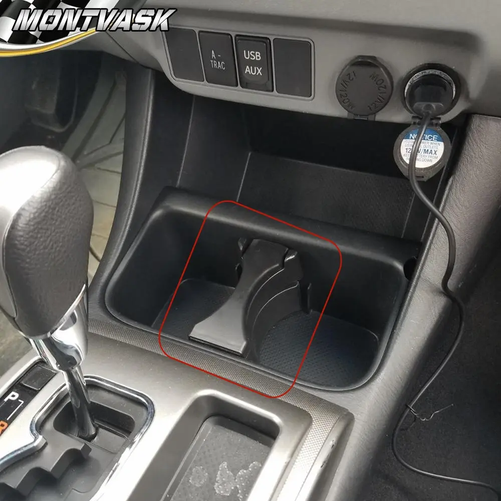 CROSSDESIGN Car Interior Storage Center Console Cup Holder Divider Insert - Black Plastic Heavy Duty Car Organizer for 2005-2009 Toyota Tacoma, Direct Fit to Divide Cup Space