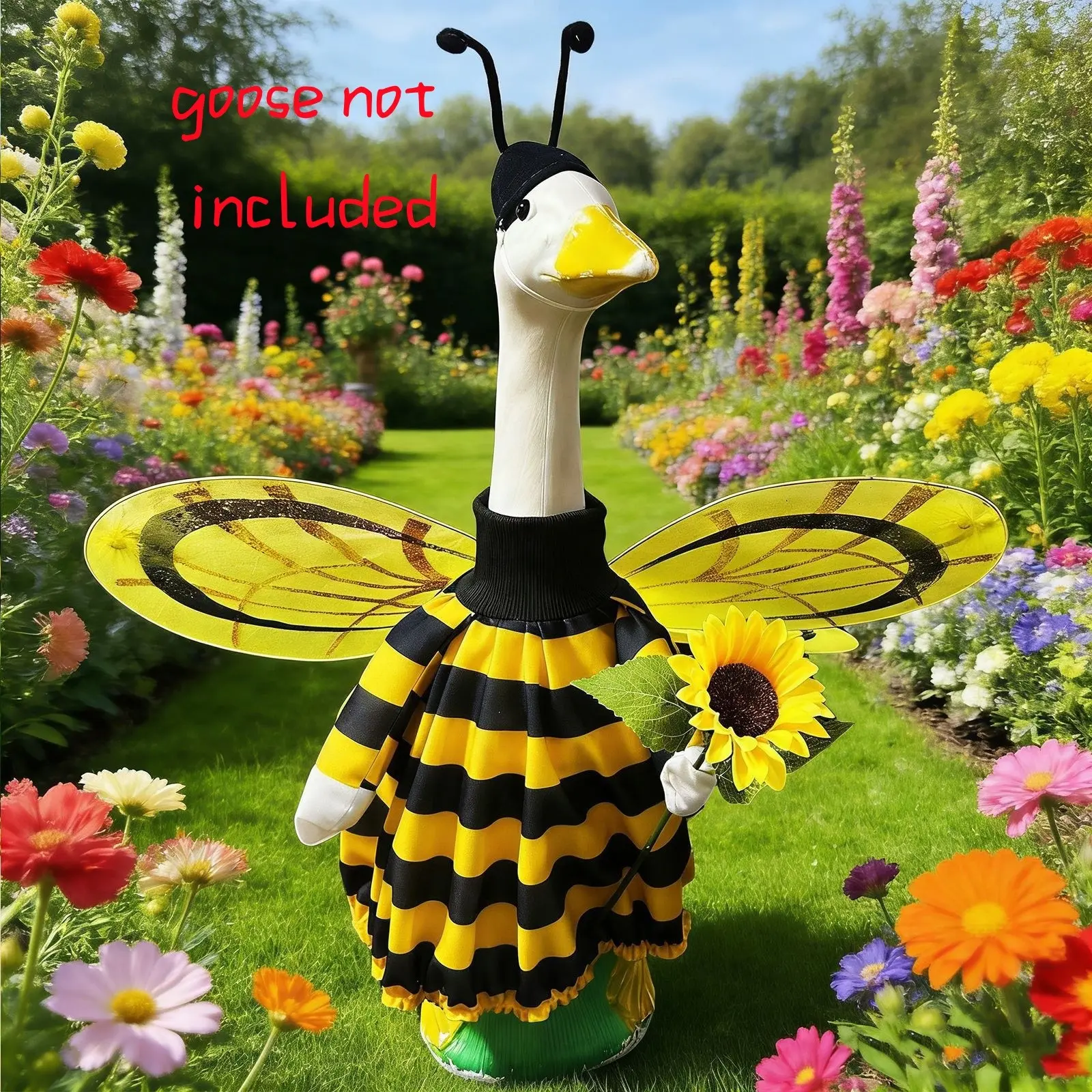 Spring Bee Outdoor Garden Art Decoration, Large Honeybee/ladybug Porch Goose Lawn Clothes, Springtime Yard Decor Set, Garden Sculptures, Garden Statue, Statue Figurines
