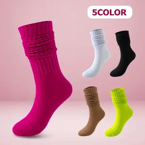 5 Pairs Autumn Winter Fuzzy Socks for Men Women Warm Long Tube Casual Couple Neon Slouch Knit Scrunchie Socks 5COLOR Thick Outdoor Stylish