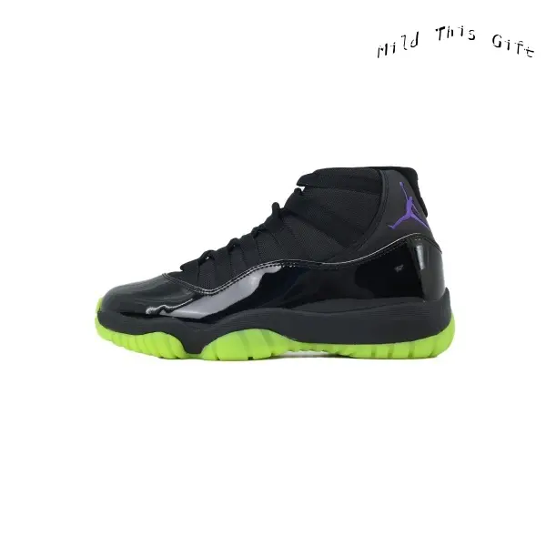 Vintage Black Neon Green Contrast Patent Leather High Top Training Sneakers Breathable Woven Textile Upper Shock Absorbing Sole For Indoor Court Practice & Light Gym Cross Training