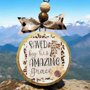 Long-Lasting Car Freshie Air Freshener - Handmade Customizable Scent, 14-30 Days Lifespan, Gold Ring Design with Black and Beige Patterns