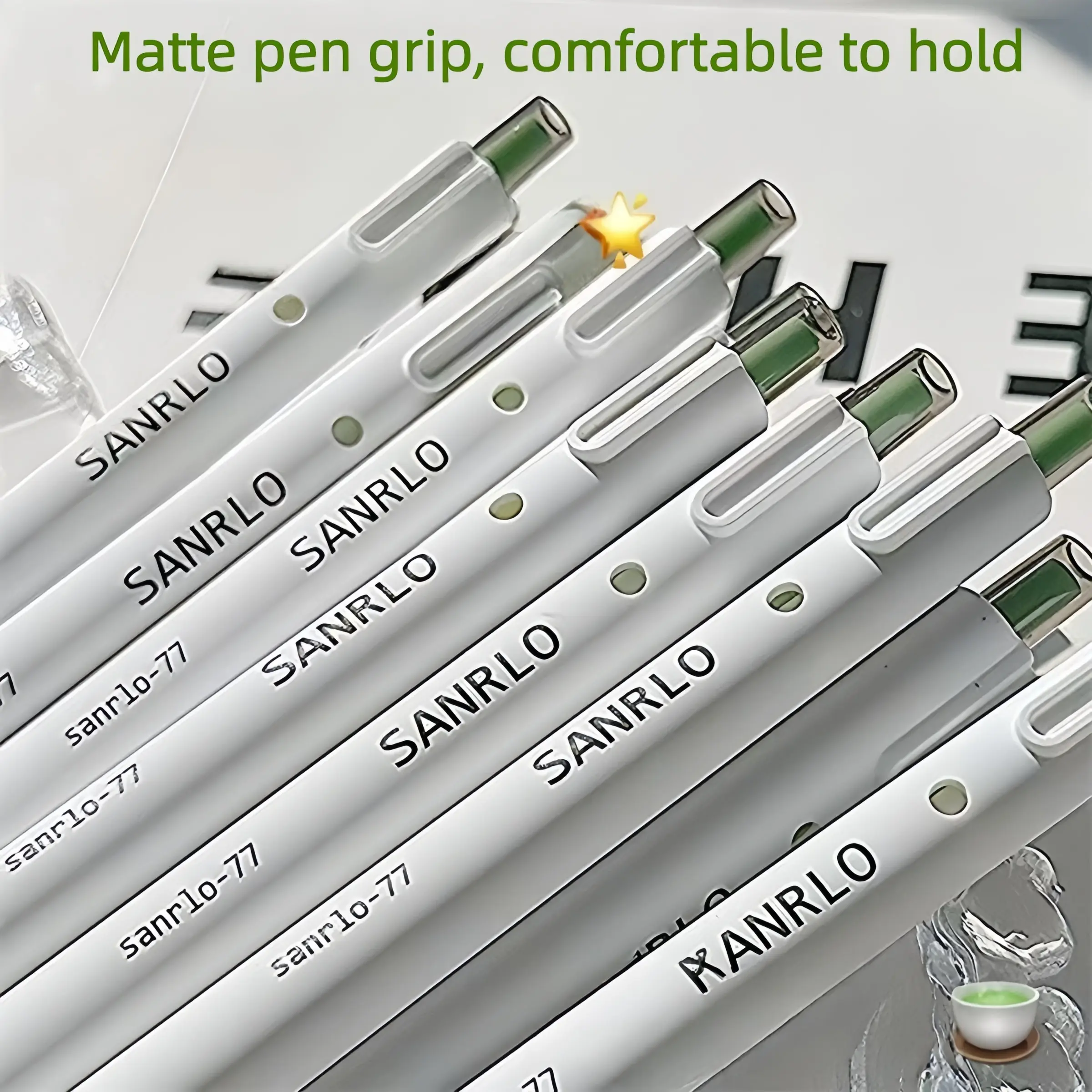 10-Pack Jasmine Tea Pens, Style, High-Profile St Tip, Quick-Dry Click Pen, 0.5mm Ink, Smooth Writing, Office & Study Supplies, Back-To-School Gift