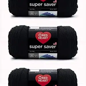 3-Pack Black Acrylic Yarn, 198g Each, Worsted Weight for Knitting Crochet Crafts