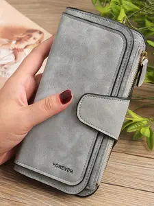 Letter Detail  Tri-Fold Wallet with Zipper - Slim Portable for Daily Commute, Business Office & College, Perfect Anniversary/Birthday/Valentine's Gift for Women