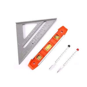 Rafter Square and Torpedo Level Set,Carpentry Squares,  Leveler Tool with Different Bubbles/45?/90?/180?Measuring Woodworking Square,Aluminum Rafter Square, Carpenters Square()