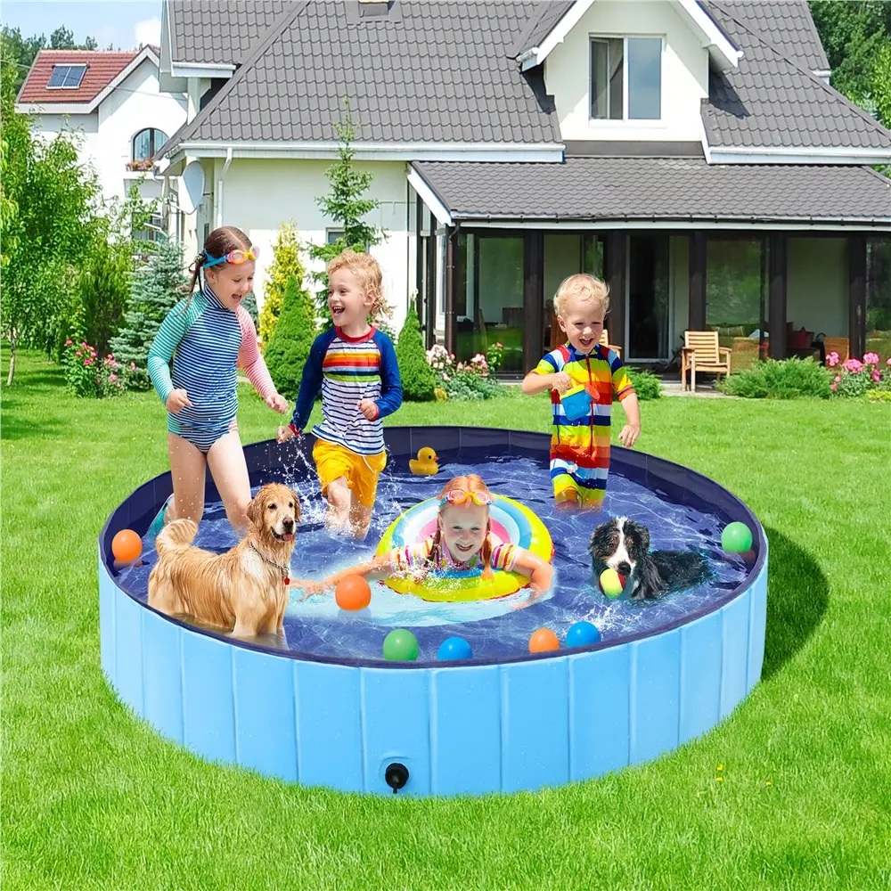 【Cooling】Yaheetech Foldable Pet Swimming Pool, Portable Dog Bath Tub Indoor and Outdoor, PVC Portable Wash Tub for Pet Dogs for Garden/Beach/Yard/Home Use