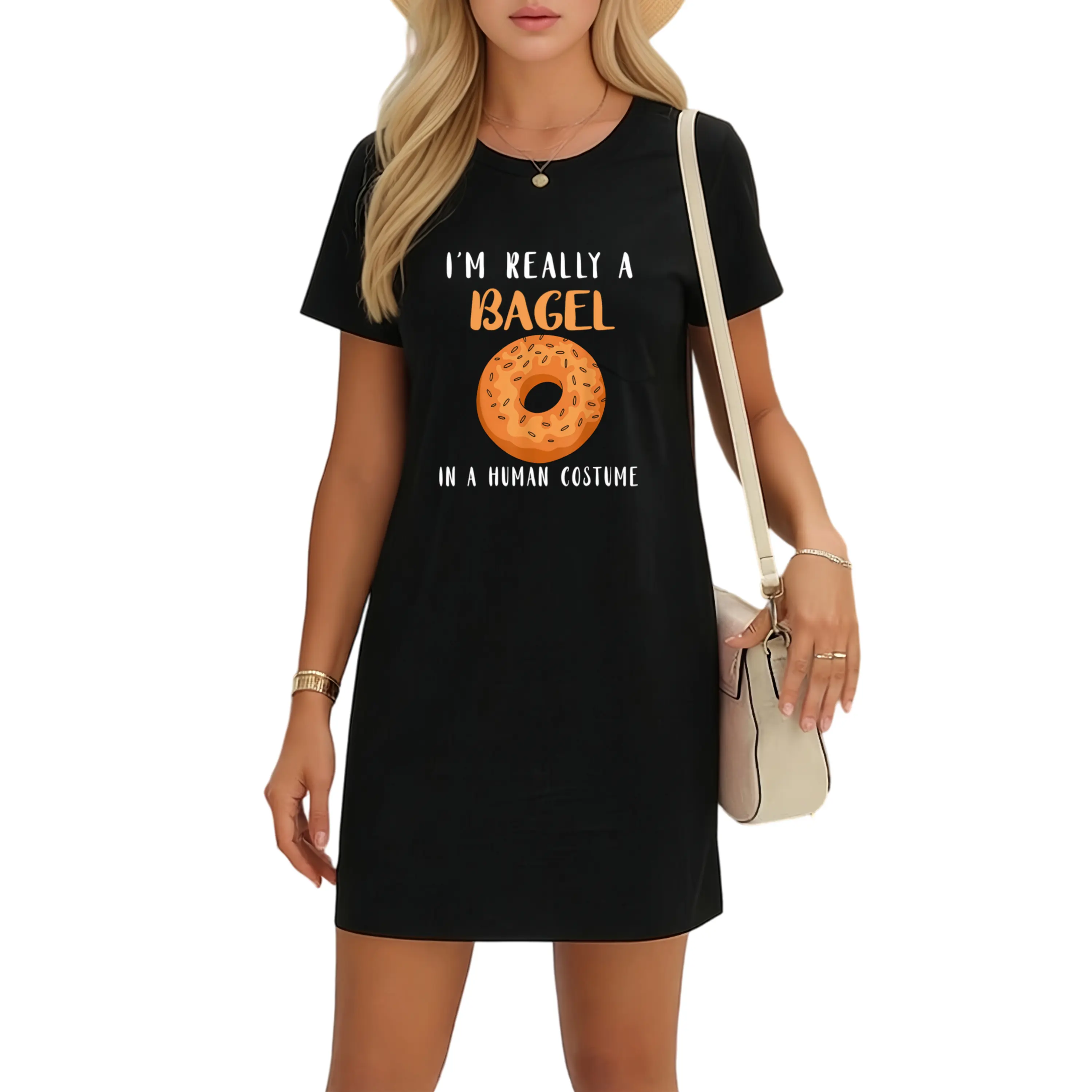 Fun Bagel Baker Costume T-Shirt Dress – Perfect for Bagel Lovers and Baking Fans