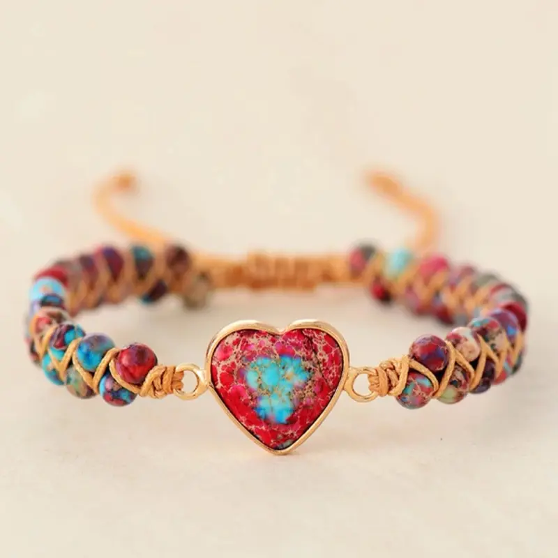 Handmade Heart Shape Natural Stone Bracelet