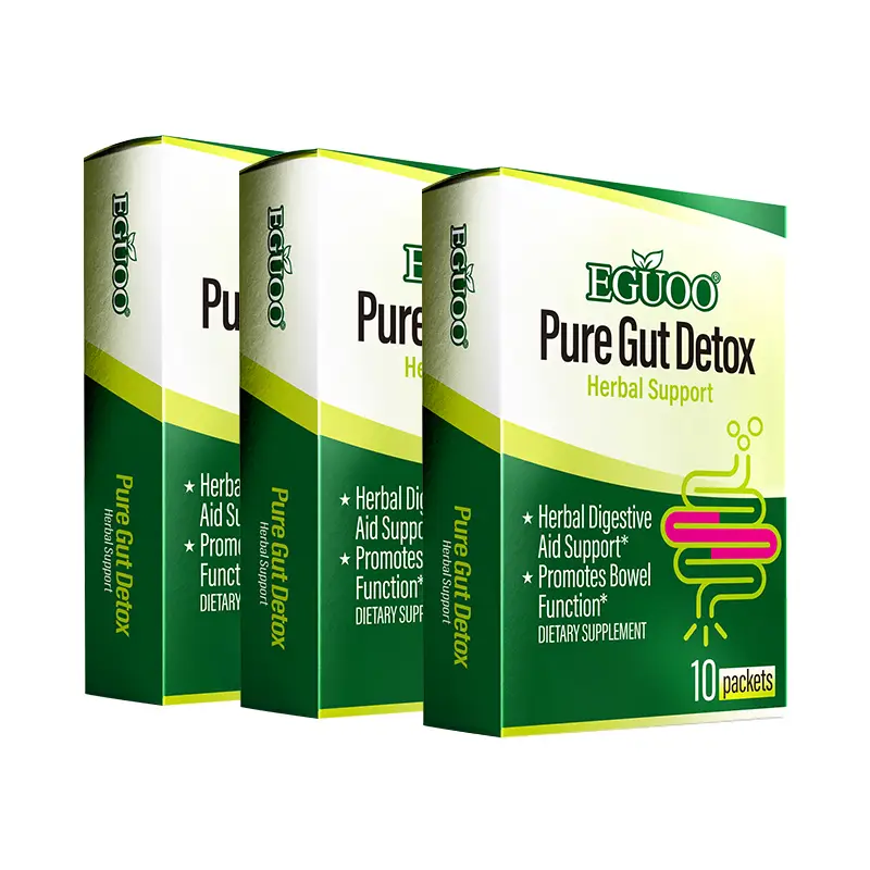 3 Boxes of EGUOO Herbal Digestive Healthcare 30 packets - Contains senna leaf an...