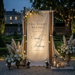 Fabric Rehearsal Dinner Welcome Sign, The Night Before Welcome Sign, Modern Minimalist Wedding Sign, Wedding Rehearsal Sign, Wedding Banner