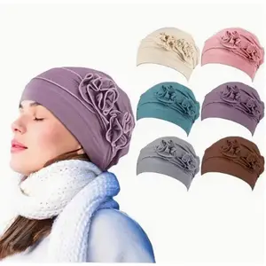 6pcs Elegant Women's Floral Turban Caps - Stretchy, Lightweight Chemo Headwear & Beanies in Assorted Colors - Versatile, Comfortable Headscarf for All Seasons, Hand Wash Only summerwins