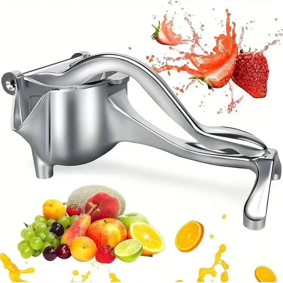 Manual Citrus Juicer, Fruit Vegetable Juicer, Large Capacity, Stainless Steel & Glass Structure, Ergonomic Handle, Lever Mechanism, Easy Clean, Kitchen Gadget, Vegetables Juice Extractor, Kitchenware