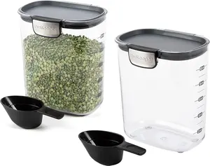 Progressive International ProKeeper+ Clear Plastic Airtight Food Baker's Kitchen Storage Organization Container Canister Set with Magnetic Accessories, 2- Piece Set (PKS-2 - Grain 2.5-Quart)