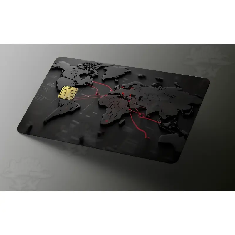 Global Network Matte Black Credit Card Skin – Cyber World Map Tech Cover