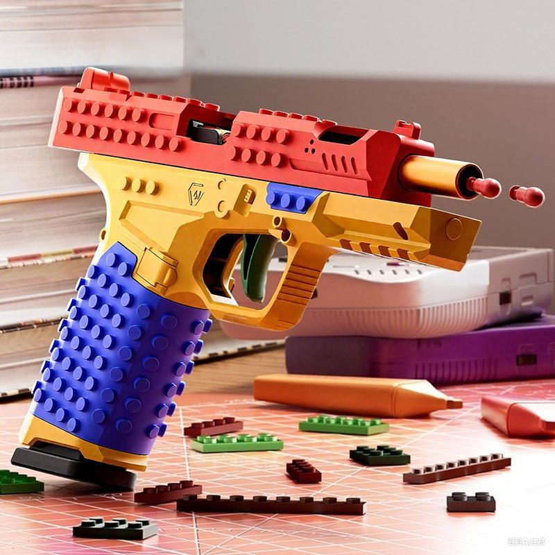 Building Block Toy Gun, DIY Creative Handgun Model, Stem Display Piece, Suitable for Ages 6+, Birthday Gift tactical diy building block handle Collaborative Tactical Set