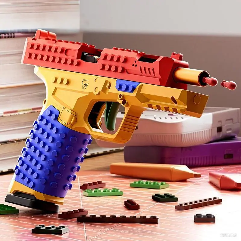 Building Block Toy Gun, DIY Creative Handgun Model, Stem Display Piece, Suitable for Ages 6+, Birthday Gift tactical diy building block handle Collaborative Tactical Set