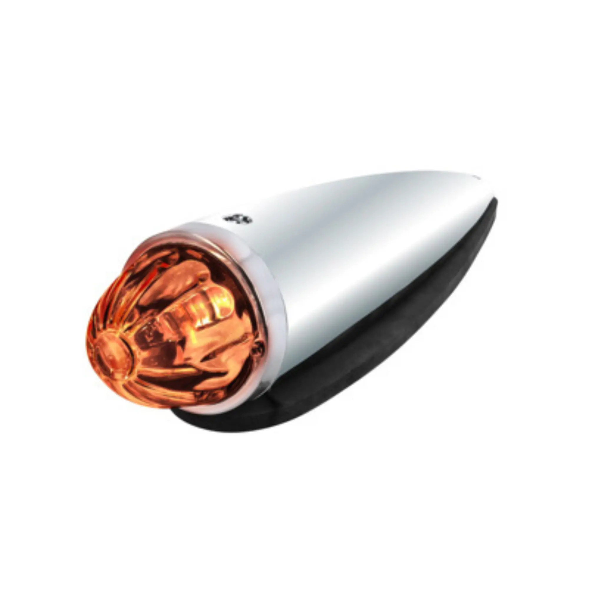 United Pacific 30535 Chrome Die-Cast Torpedo Cab Light - Chrome Trim Car Exterior Accessory with Watermelon Glass Lens, 1156 Light Bulbs