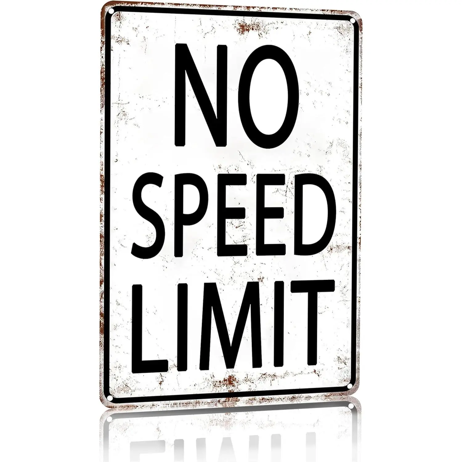 Boys Gifts Retro Tin Sign No Speed Limit Sign for Boys Room Man Cave Garage Bedroom Vintage Style Wall Art Decor 8 x 12 Inch