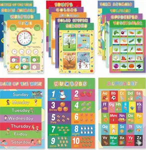 16 Laminated Toddler Educational Wall Posters for Classroom & Kindergarten, Kindergarten Classroom Must Haves, Laminated Learning Chart Materials