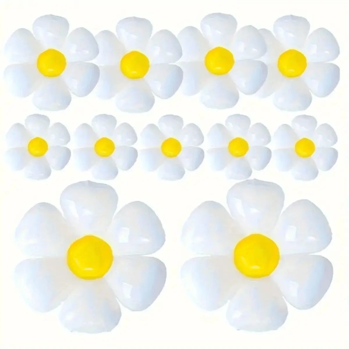 14pcs Small To Medium-Sized White Daisy Flower Design Balloons, Balloon Set, Perfect For Decorating All Kinds Of Party Photos, Creating A Romantic Atmosphere, Birthday Parties, Wedding Decorations, Outdoor Picnics, And Instagram-Worthy Photo Props.