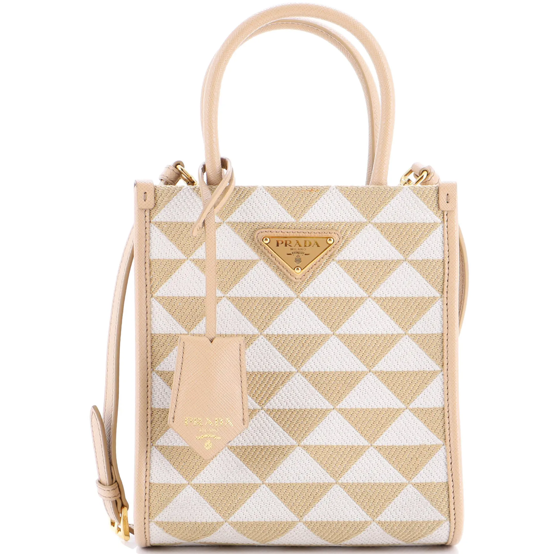Pre-owned PRADA Jacquard Shoulder Bags Symbole Shopper Tote Mini