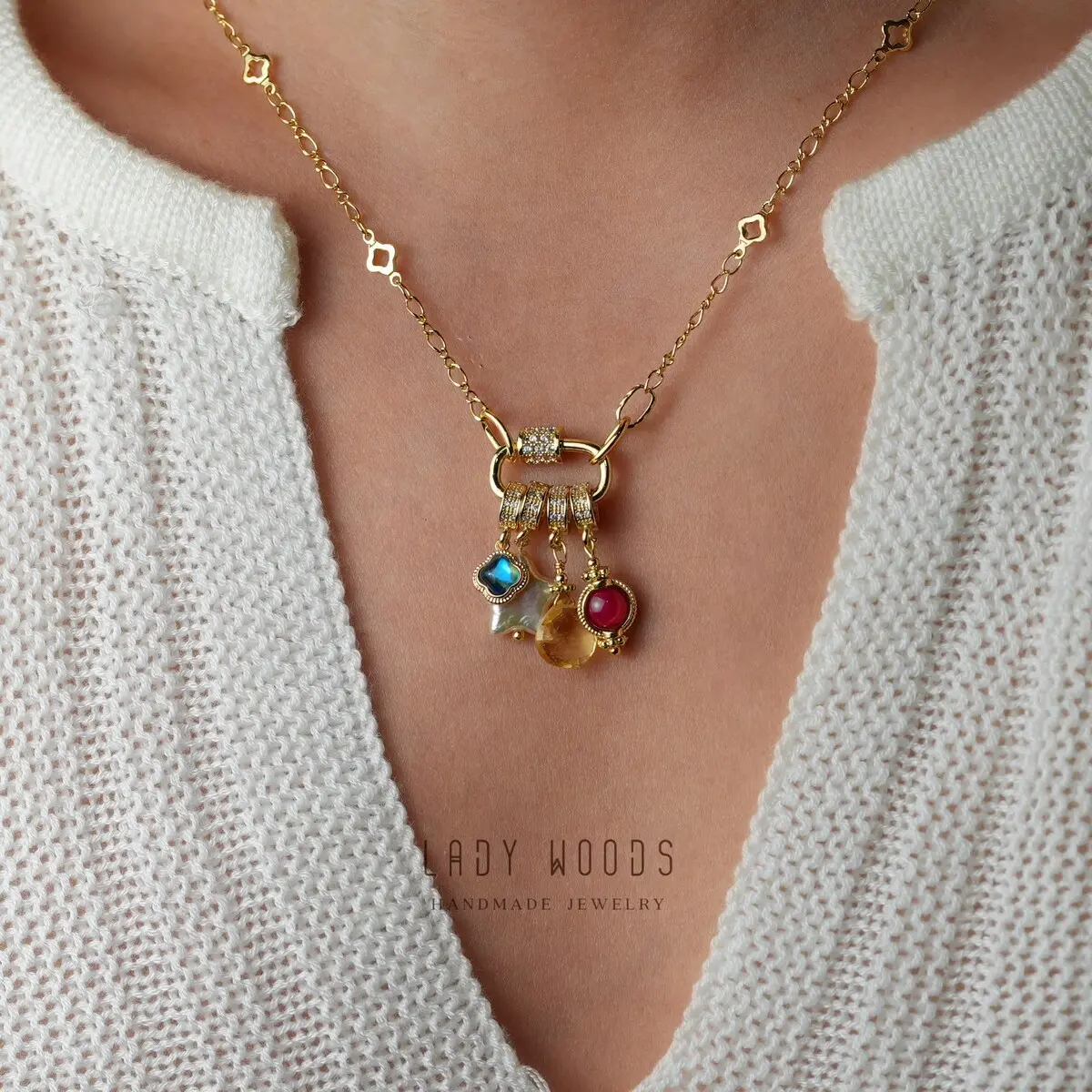 Build Your Own Custom Charm Necklace-Crystal Charm Necklace -Gold Charm Necklace-Multi Charm Jewelry-Personalized Necklace-Birthday Gift
