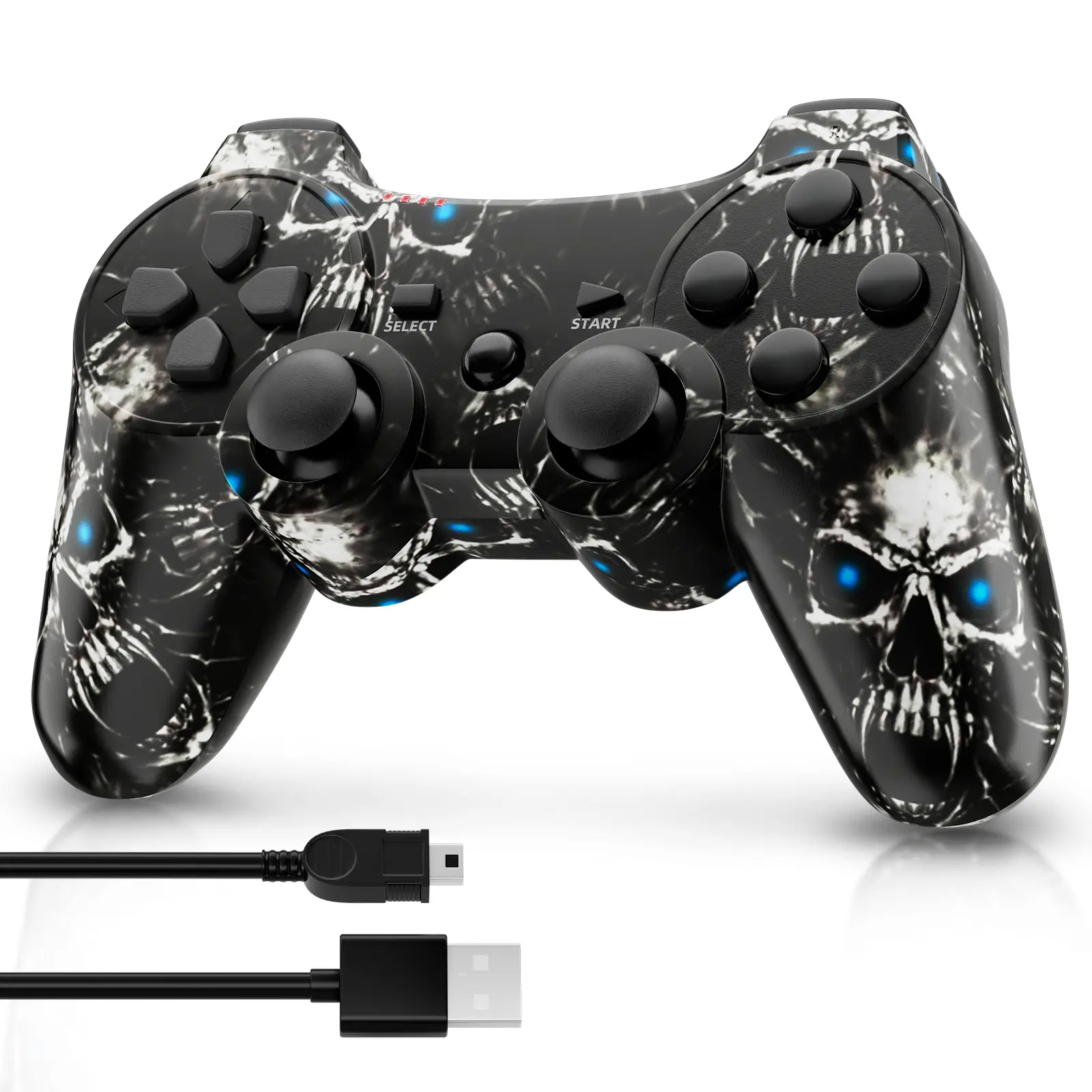 Upgraded Wireless Game Controller for PS3, PC, Laptop - Wired Console Gamepad for PS2 with 6-Axis Gyroscope, Double Vibration, Motion Sensing, P3 Ghost Accessories