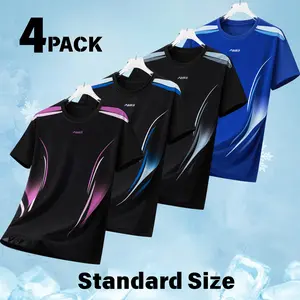 Men’s 4-Pack Slim Fit Ice Silk T-Shirts - Quick-Drying Short-Sleeve, Breathable Colorblock Medium-Length Summer Apparel for Fitness, Running (Standard Sizes, Multiple Colors), Slim Fit Apparel