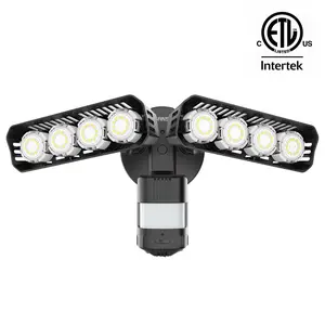 SANSI Super Bright  54W LED Security Lights Motion Sensor Flood Light Outdoor, 7000LM, 700W Equiv 5000K IP65 Waterproof, 4 Head Dusk to Down Floodlight for Garage, Yard, Porch，Hardwired Upgraded Energy Efficient Sidewalk Driveways Patio