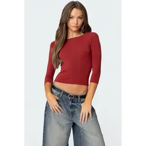 Mary Quarter Sleeve Wide Neck Top