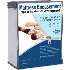 Zippered RV Short  Mattress Protector for 60x75 RV Camper  Bed   Matress Encasement 6 Sided Complete Cover 9-12" Deep