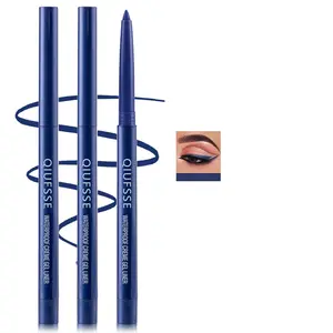 3PCS Blue Eyeliner Pencil Waterproof Eyeliner Pen Retractable Colorful Eyeliner Easy to Use Eyeliner Pen for Women,Pro Delineador De Ojos A Prueba de Agua（Dark Blue Shine） springtok