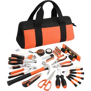 218 Pcs Home Tool Kit - Basic Household Hand Tool Set, Truck Tool Kit Socket Wrench Combination Tool Set for Home with Plastic Toolbox Storage Case, Rv tool set,Orange