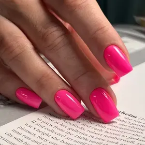 24pcs Barbie Pure Color Nail Art Stickers, Short Square Fake Nails, Easy Wear Design, Perfect for Daily Use & Special Occasions, Nail Tips Art