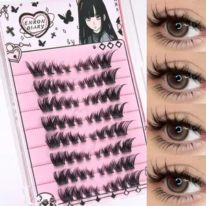 64pcs D Curl Manga Cluster Eyelash Extensions Cat Eye Fluffy Individual Lashes 3D Effect DIY Makeup Faux Mink False Eyelashes Natural Soft Suitable For Beginners Suitable For Daily, Party, Stage, Ideal Gift For Mother's Day