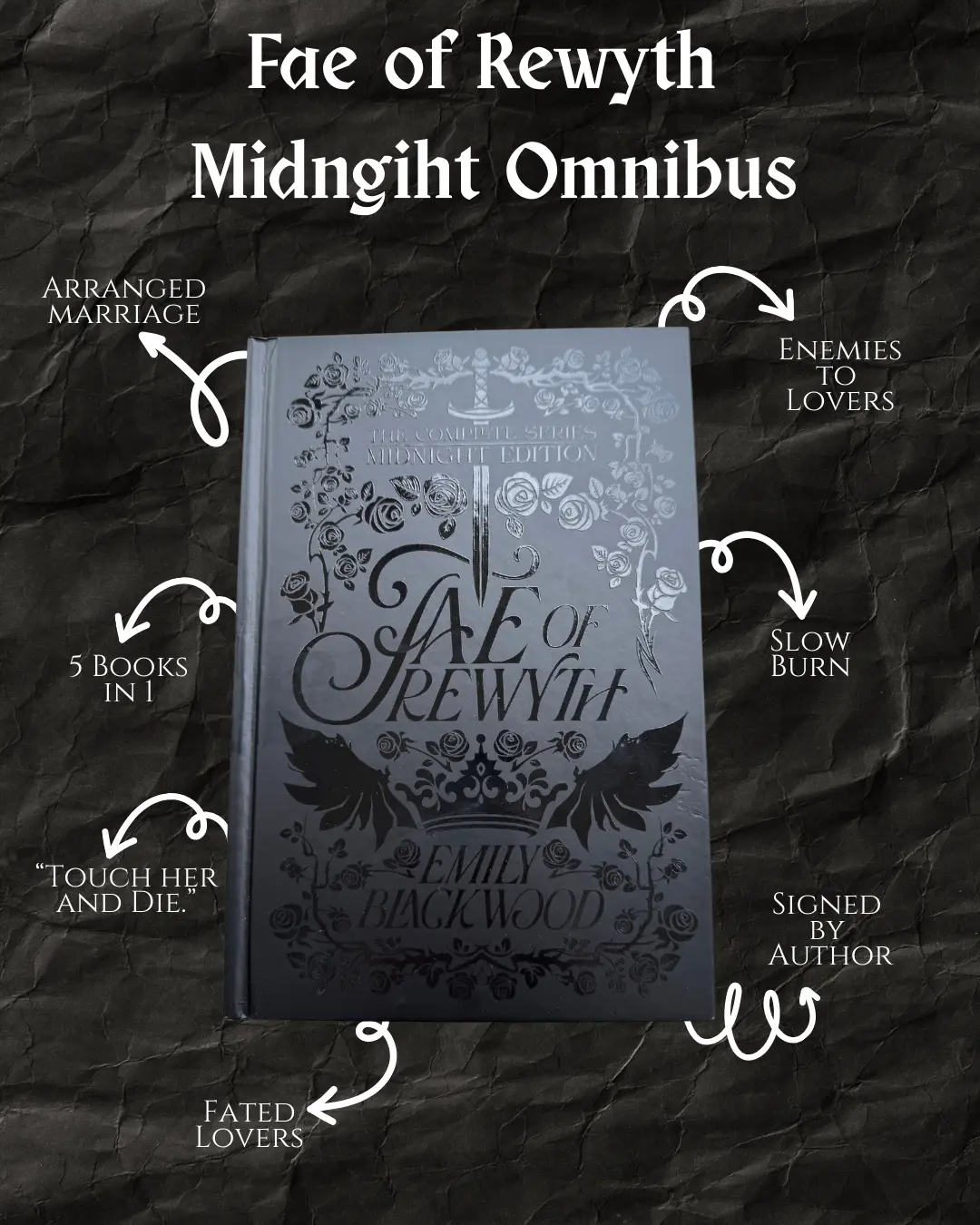 Midnight Edition Fae of Rewyth omnibus with black pages (enemies to lovers arranged marriage romantasy series special edition)