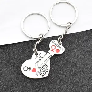 Cute Heart Shaped Couple Keychain Set Fashion Matching Key Ring Exquisite Daily Ornament Portable Stylish Accessory Ideal for daily carry dating commute and gift giving-MM1