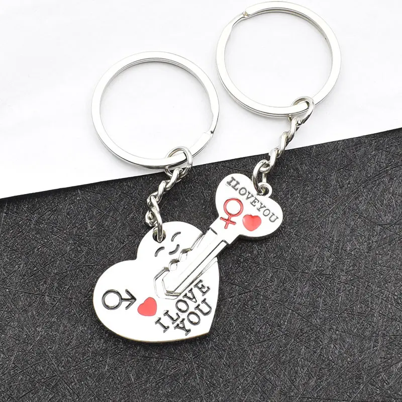 Cute Heart Shaped Couple Keychain Set Fashion Matching Key Ring Exquisite Daily Ornament Portable Stylish Accessory Ideal for daily carry dating commute and gift giving-MM1