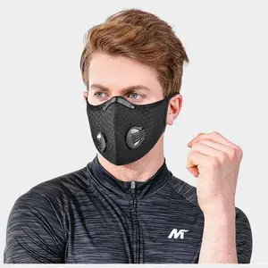 Unisex Reusable Half Face Cover Mask with Filter, 2-Pack Black Face Mask for Adults, Cycling Outdoor Sports
